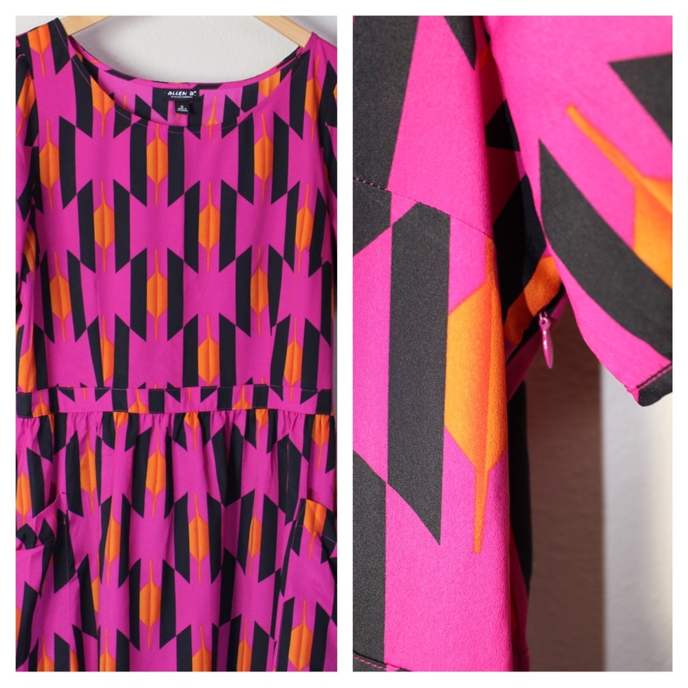Bold Geometric Allen B. by Allen Schwartz Short Sleeved Cut Out Back Dress - Picture 8 of 14